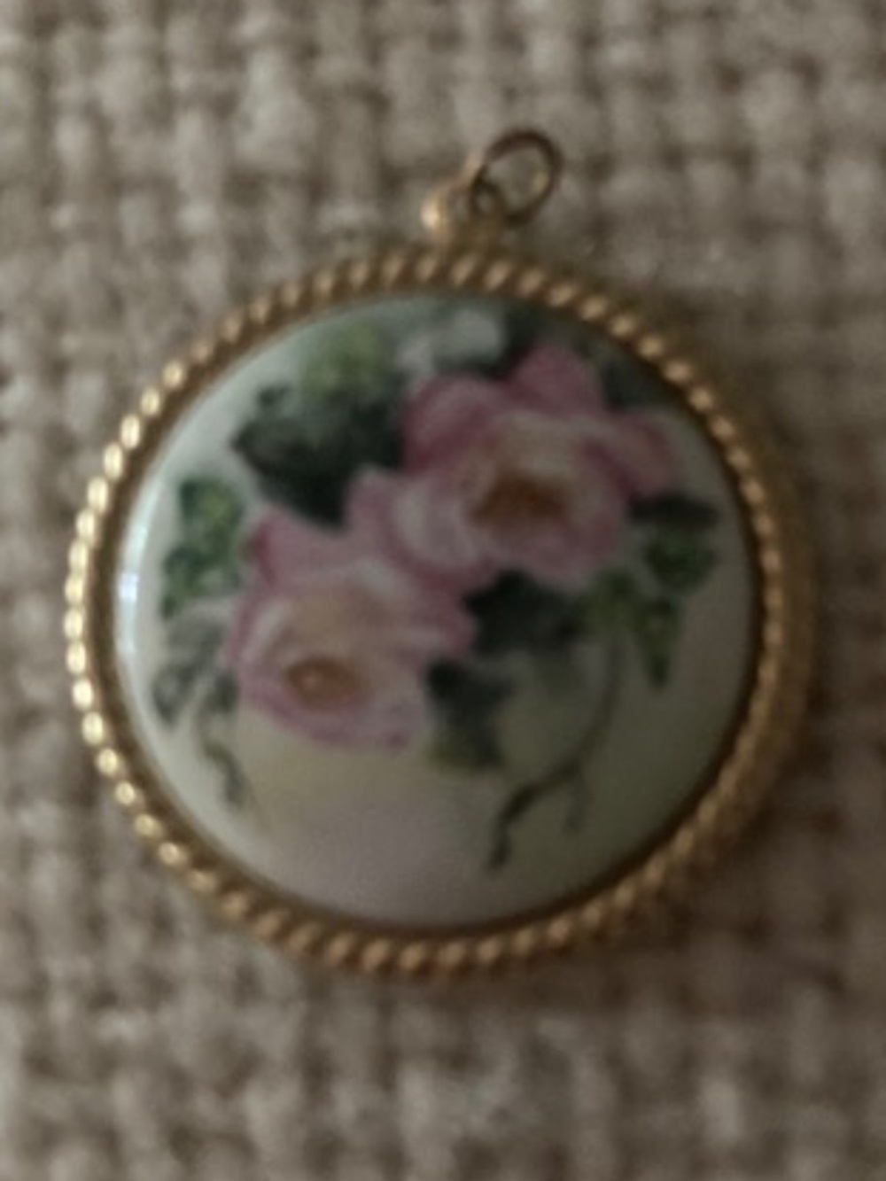 Handmade; Painted Rose Pendant